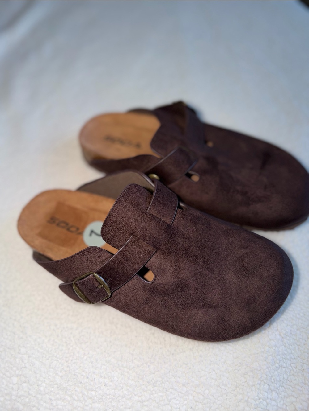 Soda Women's Suede Slip-On Clog in Brown